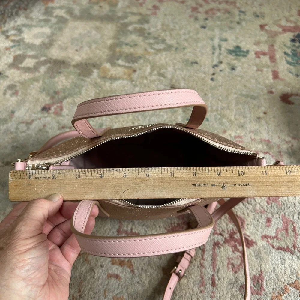 Kate Spade Crossbody Bag Womens Small Rose Gold Glitter Satchel Handbag